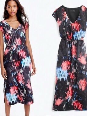J Crew Floral Watercolor Dress 4 Tall
